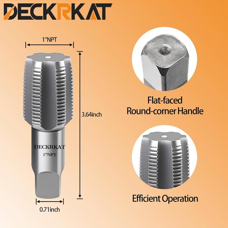 DECKRKAT 1" NPT Pipe Tap, Precision Carbon Steel NPT Tap Set for Clean Accurate Threads, 1" NPT Tap, Perfect for Plumbers Mechanics DIYers, with Durable Plastic Case. - Image 2